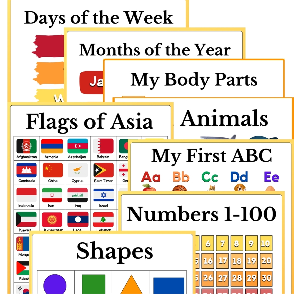 12pcs Kids Educational Posters